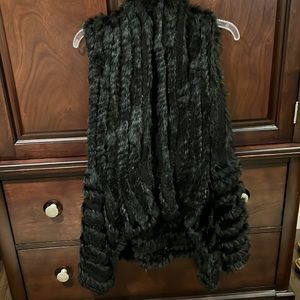 Black rabbit fur vest